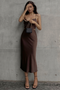 CHARIS SLIP DRESS - CHOCOLATE