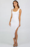 HANNAH RIBBED MIDI DRESS - WHITE