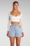 EXPOSED DENIM SHORTS - LIGHT BLUE