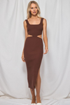 SAMMY KNIT MIDI DRESS - CHOCOLATE