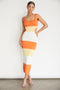 ESTHER MIDI DRESS - ORANGE STRIPE