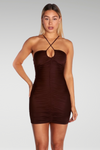 SHAY MINI DRESS - CHOCOLATE