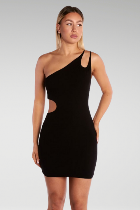 SHE'S BACK MINI DRESS - BLACK