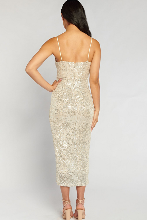 TYRA MIDI DRESS - CHAMPAGNE