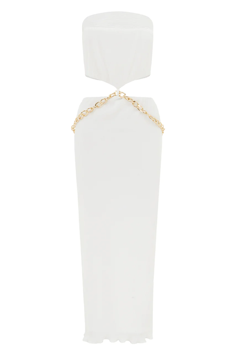 ASH STRAPLESS DRESS - WHITE