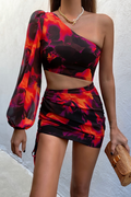 KARMA ONE SHOULDER DRESS - FLAME