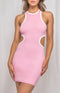 CONTRAST MINI DRESS - PINK