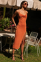 SLINKY SLIP DRESS - ORANGE